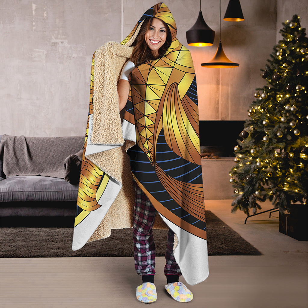 Golden Pisces Zodiac Sign Print Hooded Blanket