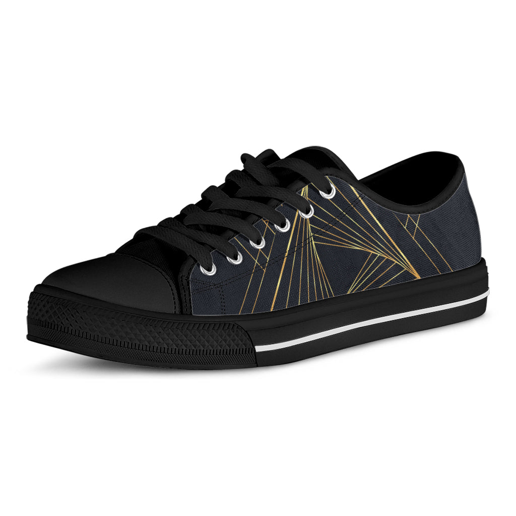 Golden Pyramid Print Black Low Top Shoes