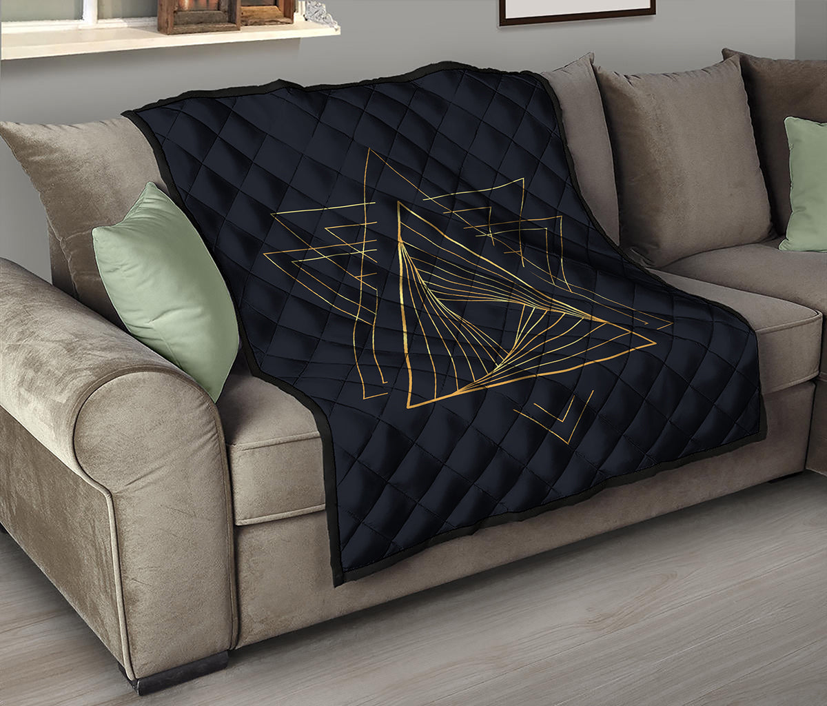Golden Pyramid Print Quilt