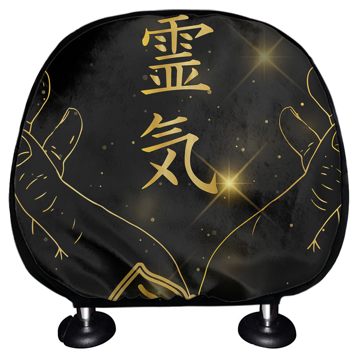 Golden Reiki Print Car Headrest Covers