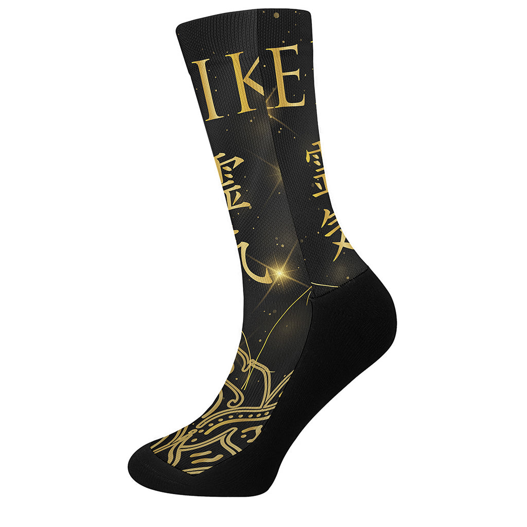 Golden Reiki Print Crew Socks