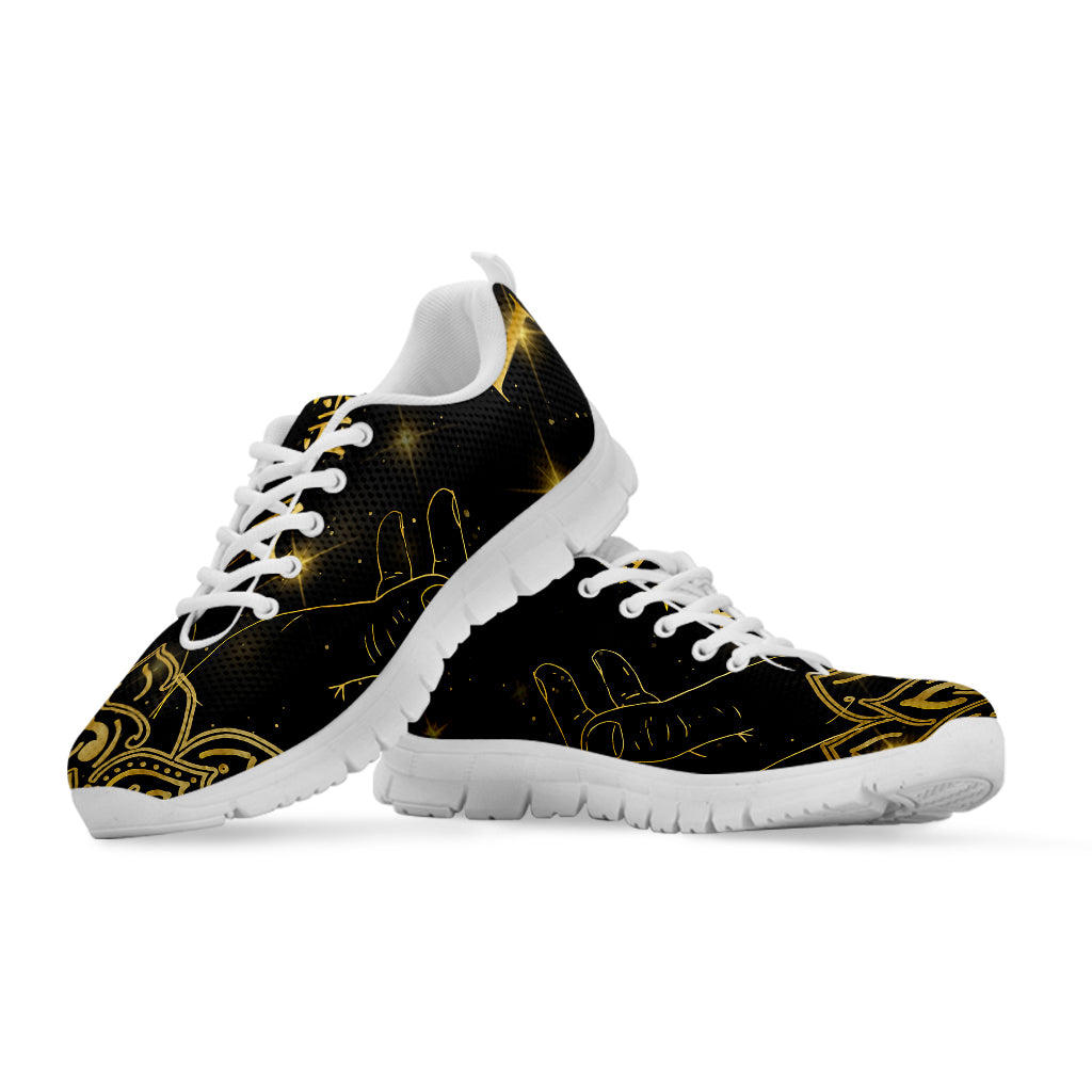 Golden Reiki Print White Sneakers