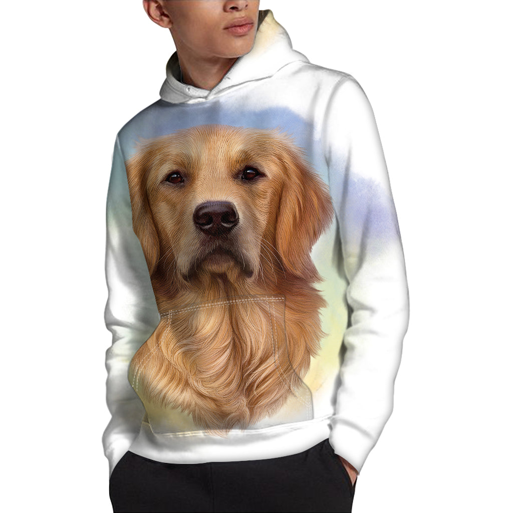 Golden Retriever Portrait Print Pullover Hoodie