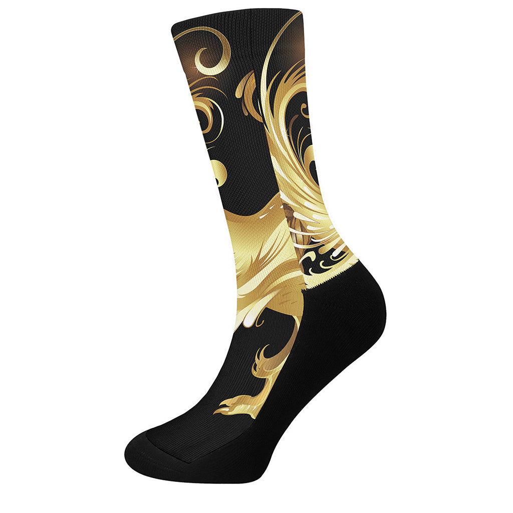 Golden Rooster Print Crew Socks