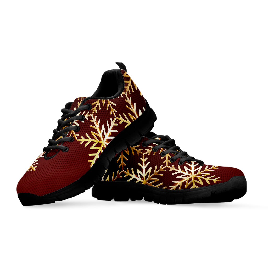 Golden Snowflake Print Black Sneakers