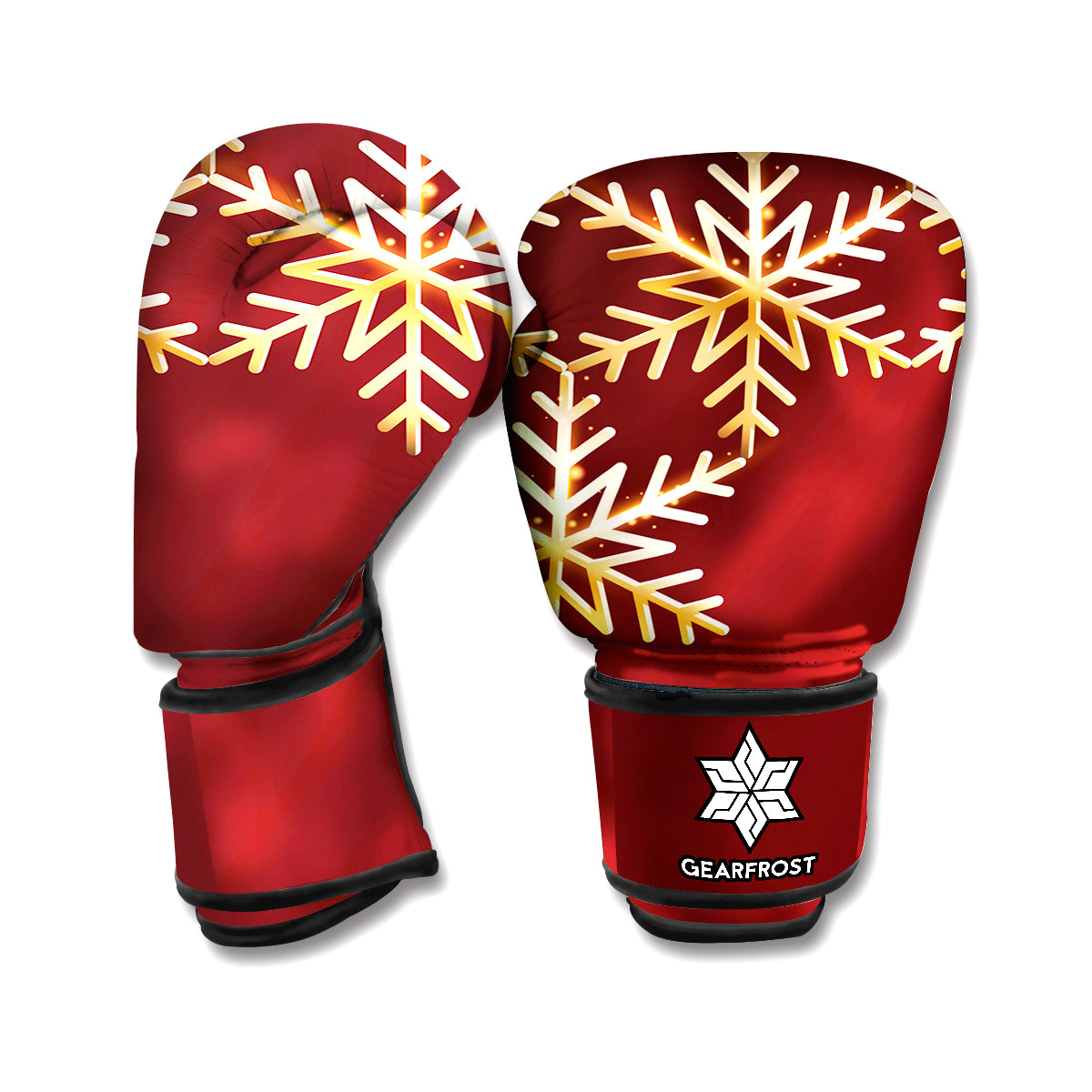 Golden Snowflake Print Boxing Gloves