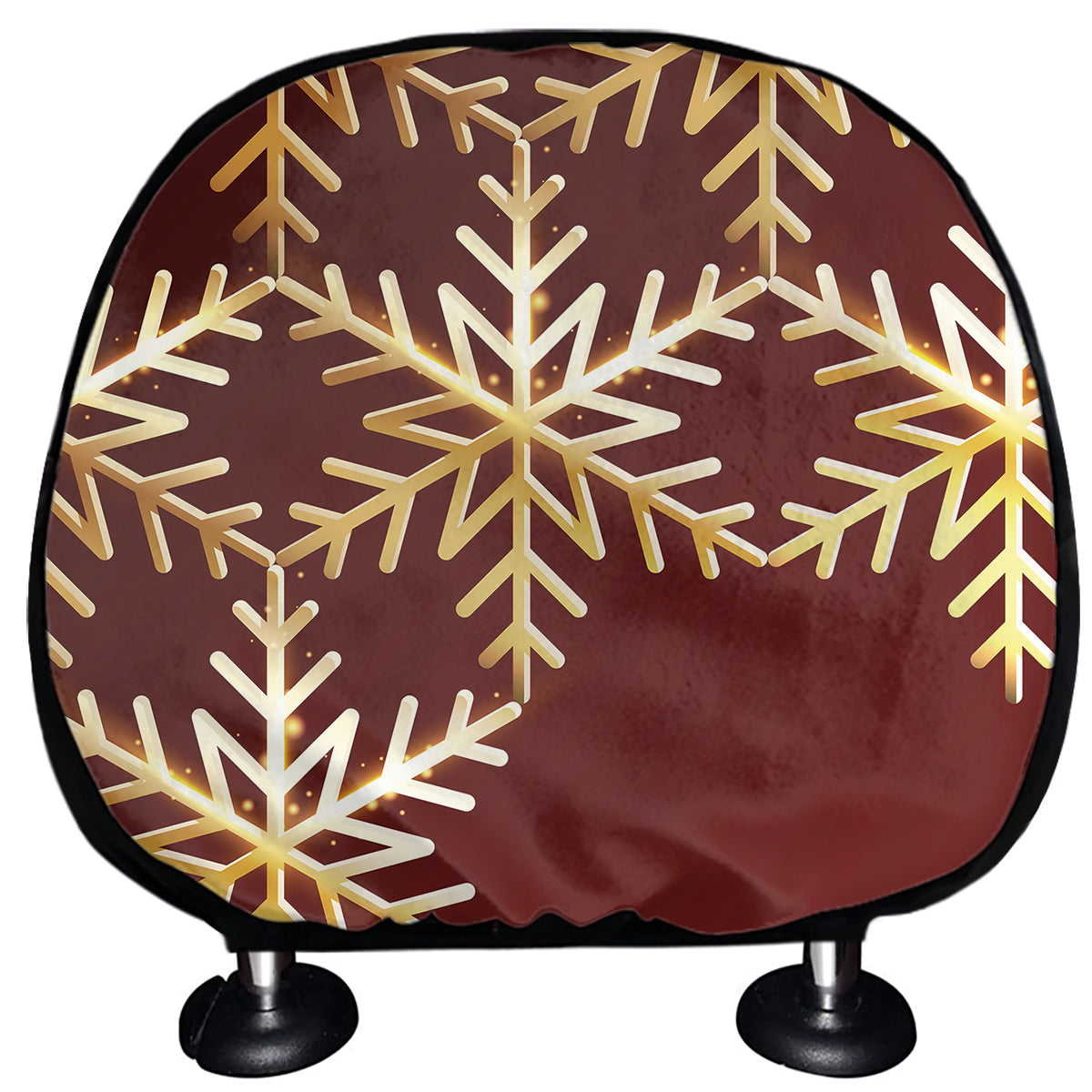 Golden Snowflake Print Car Headrest Covers