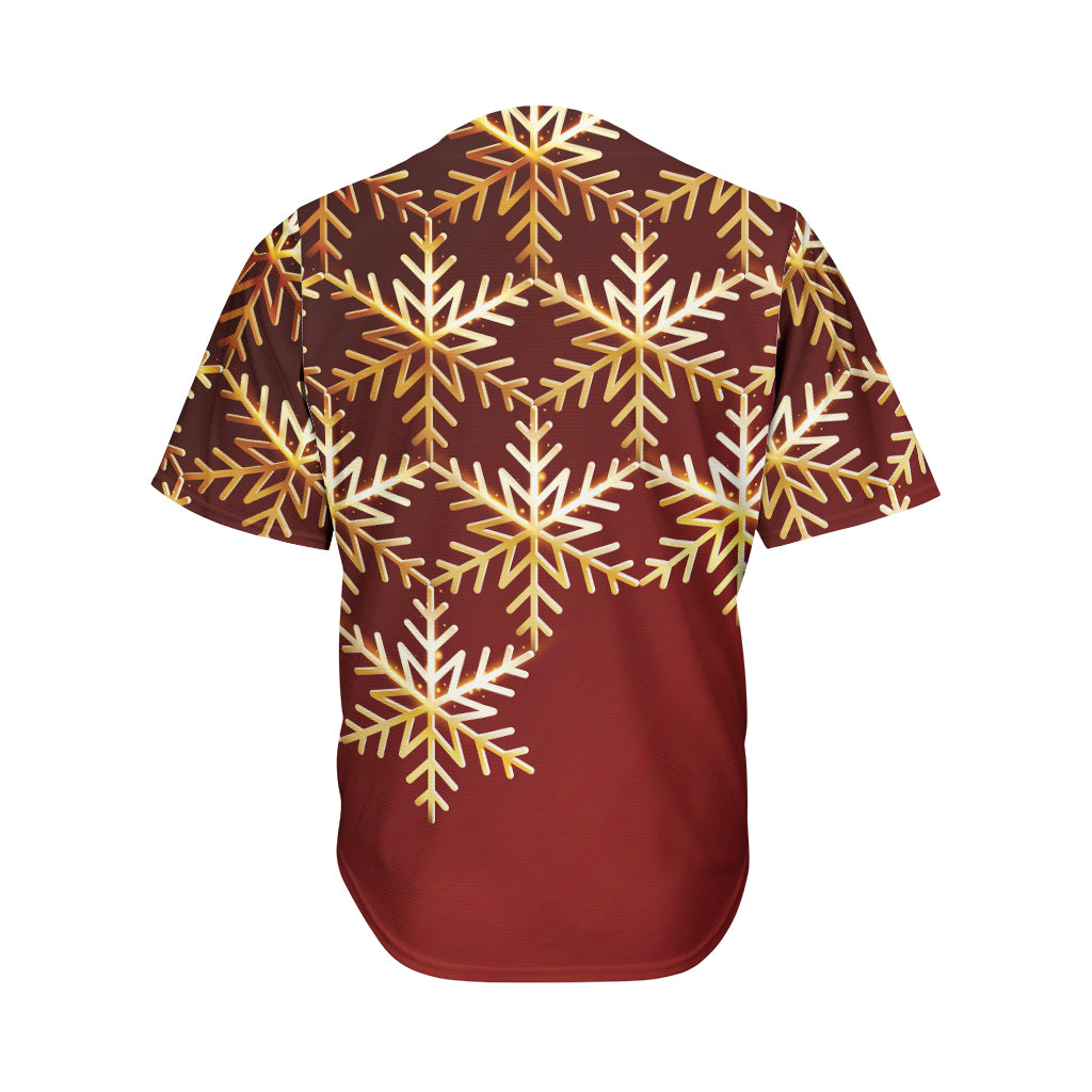 Golden Snowflake Print Men's Baseball Jersey