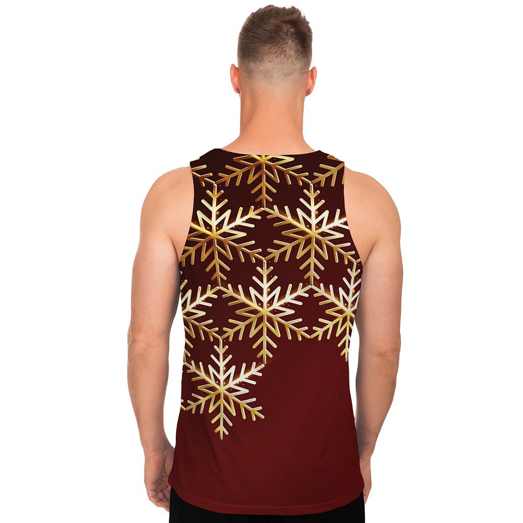 Golden Snowflake Print Men's Tank Top