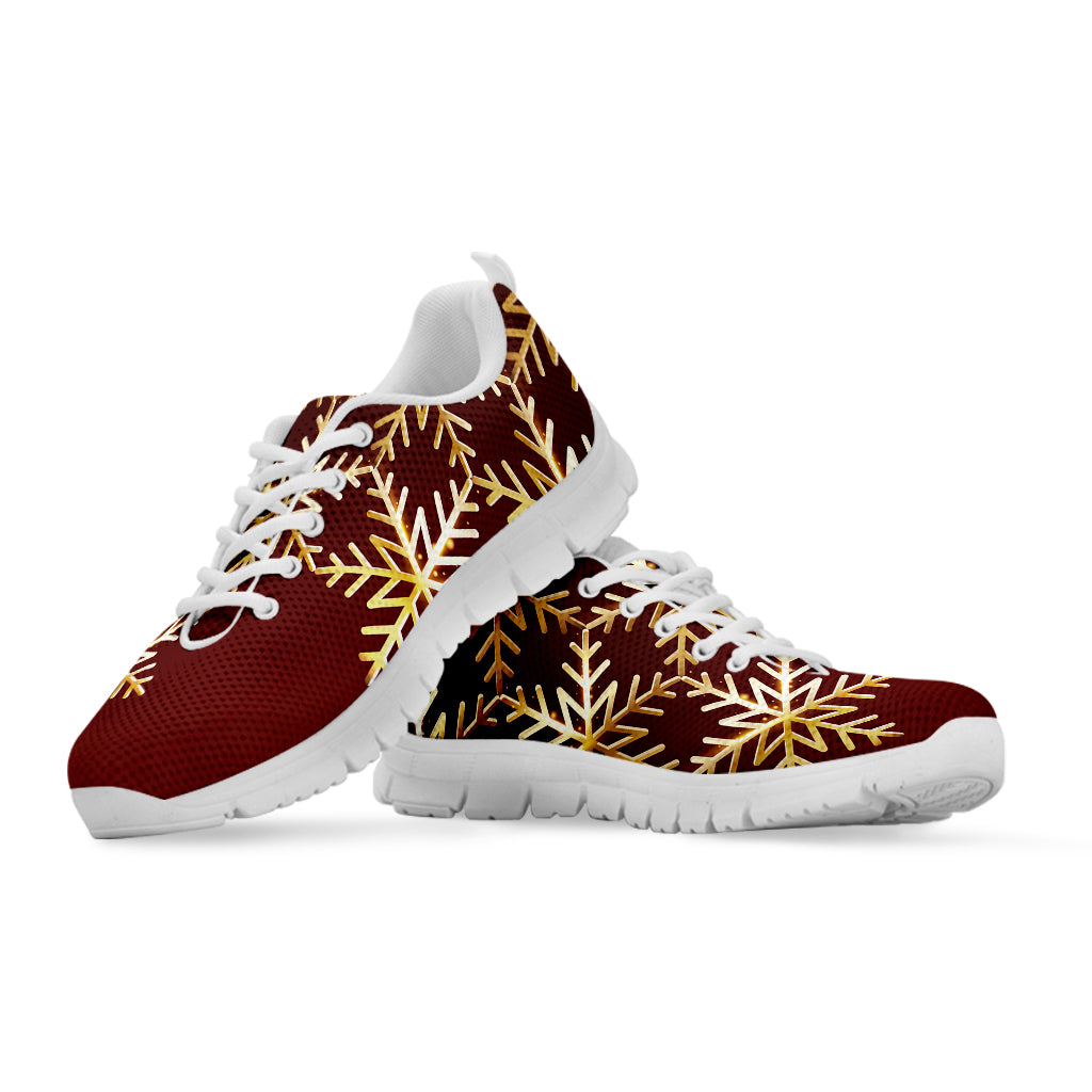 Golden Snowflake Print White Sneakers