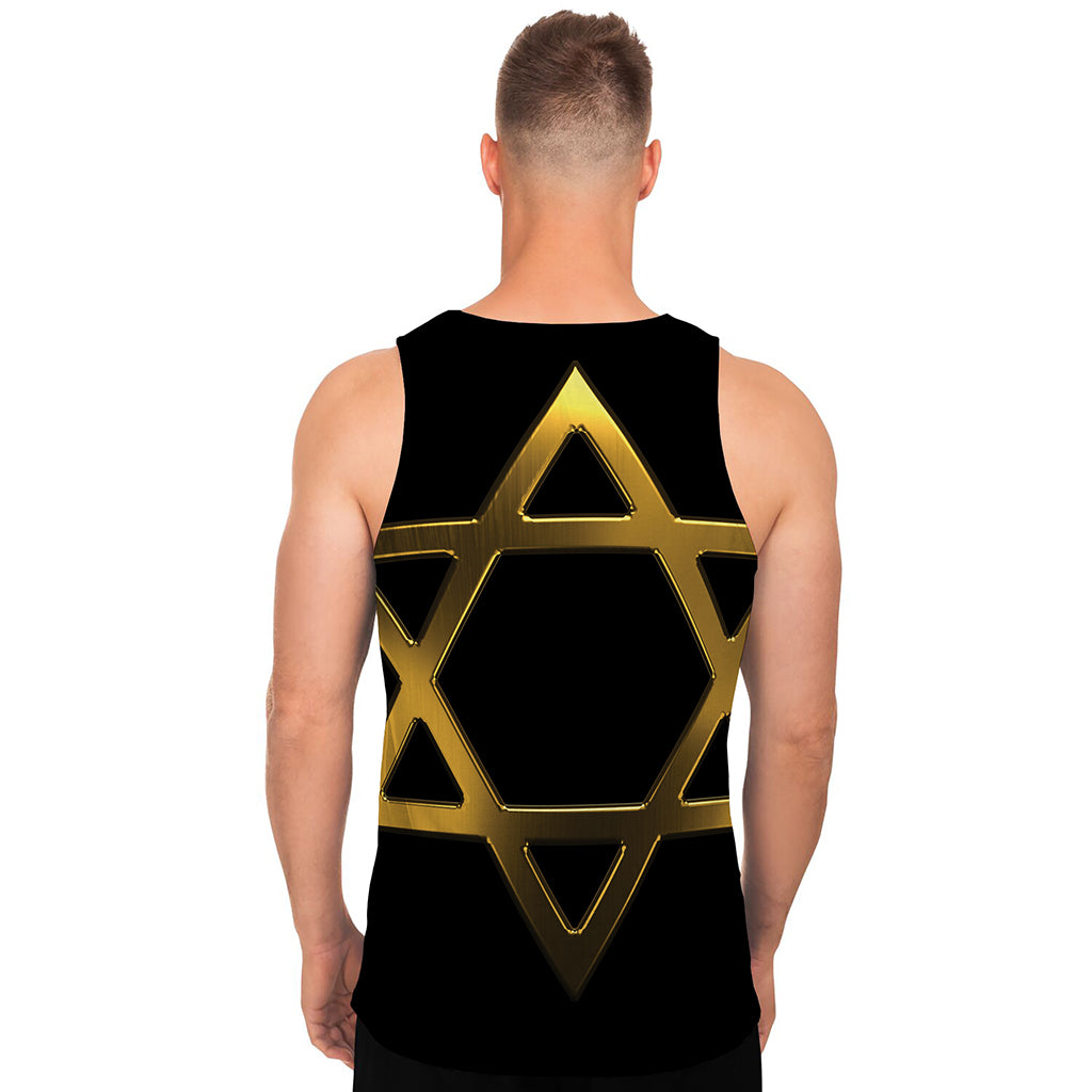 Golden Star of David Print Men's Tank Top