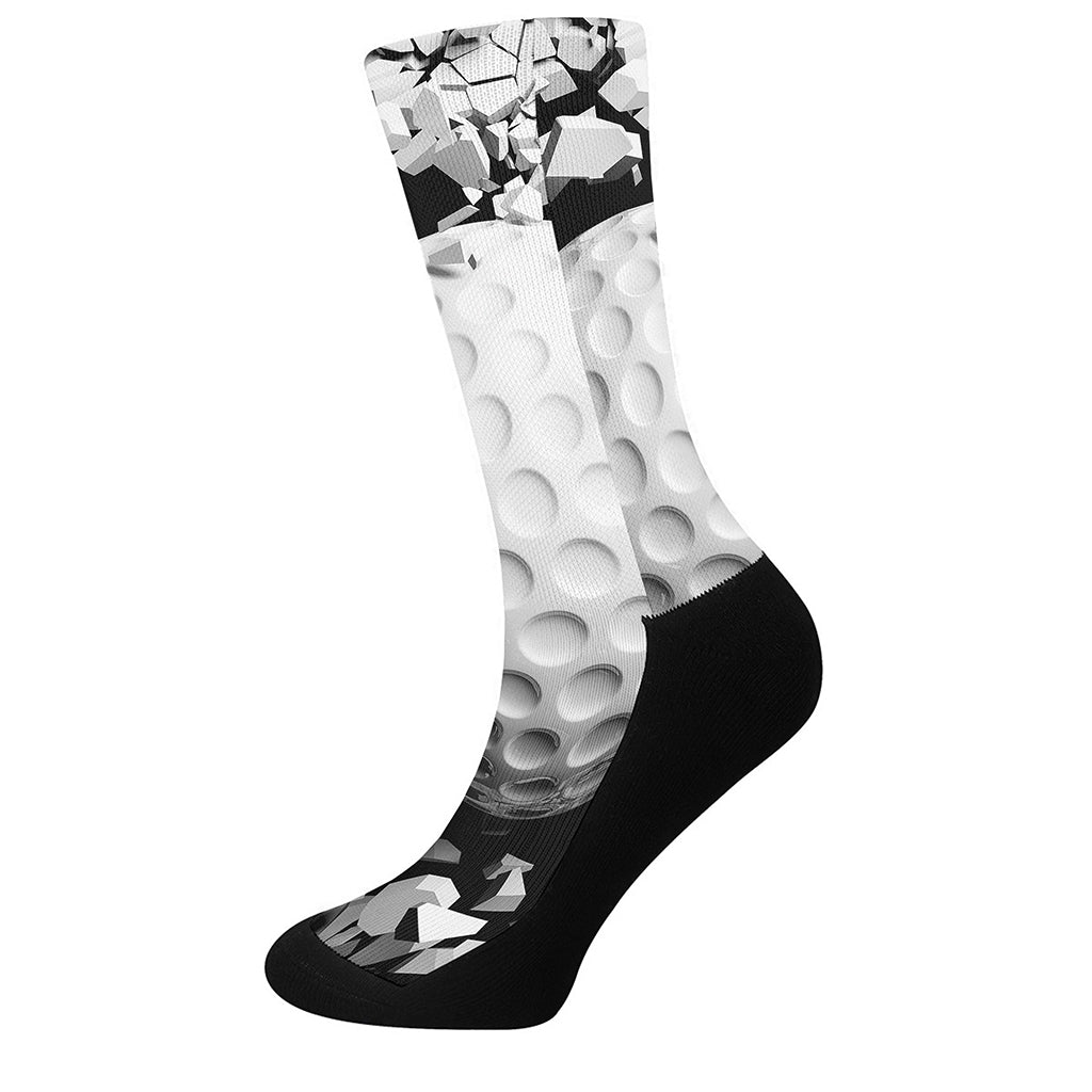 Golf Ball Breaking Wall Print Crew Socks