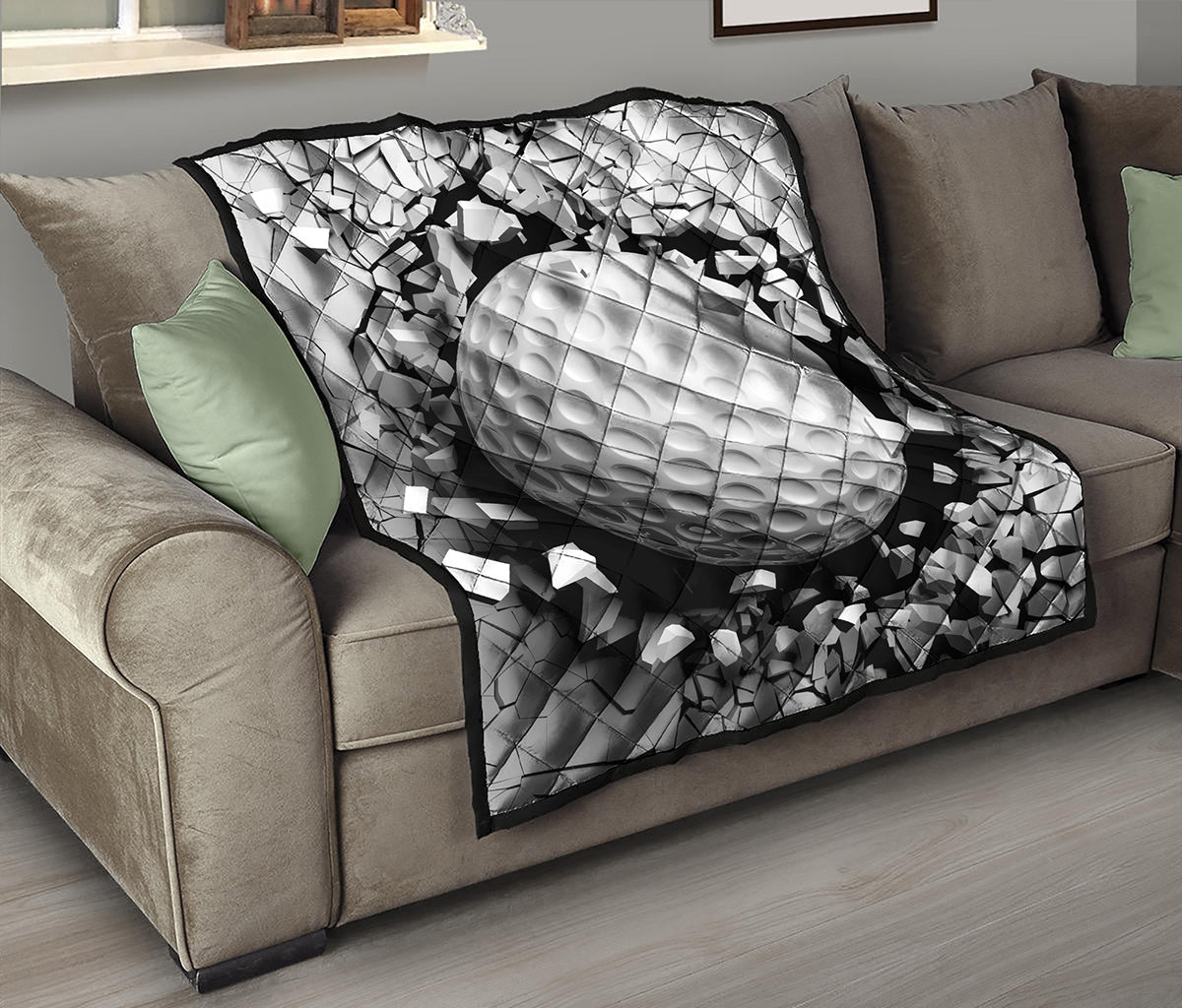 Golf Ball Breaking Wall Print Quilt