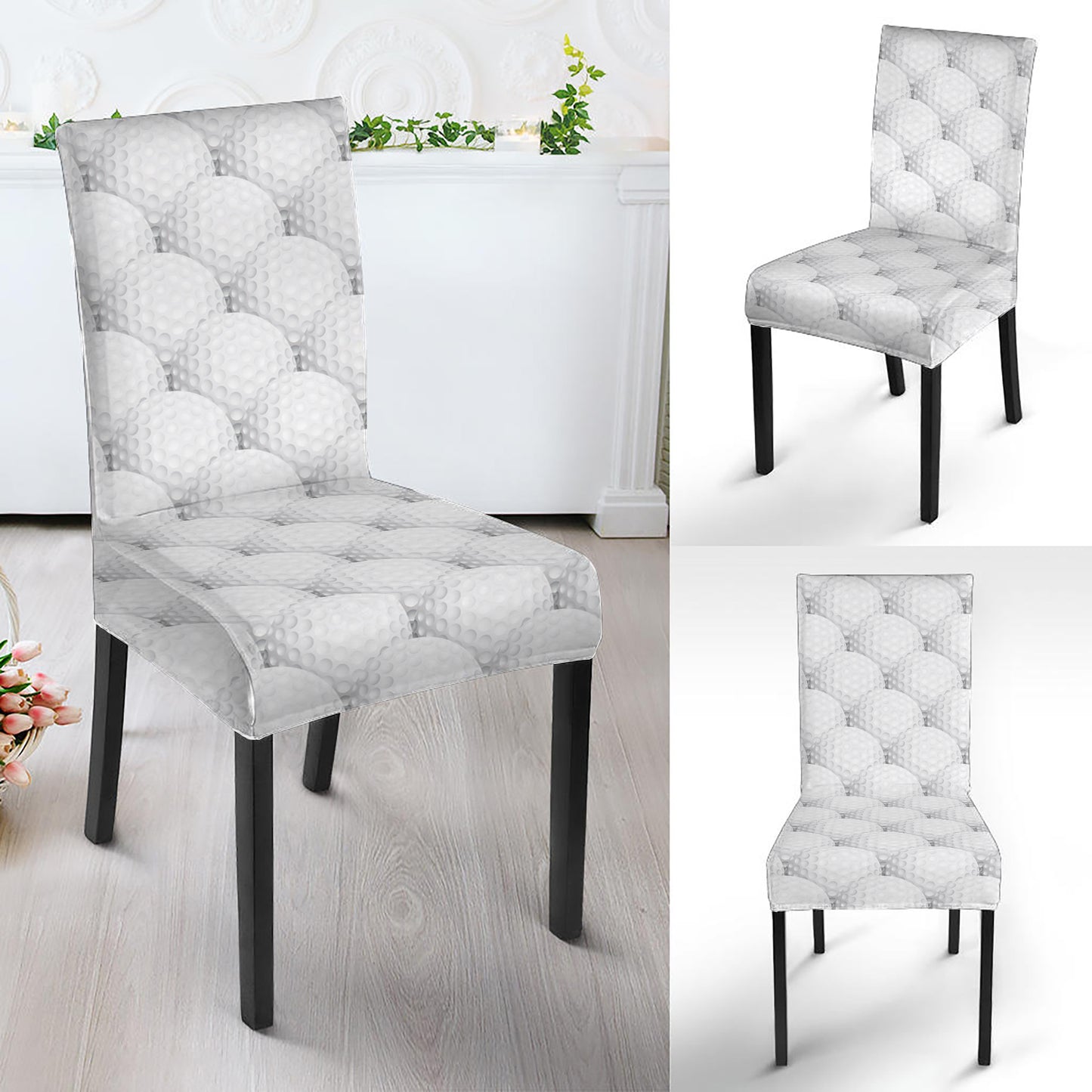 Golf Ball Pattern Print Dining Chair Slipcover