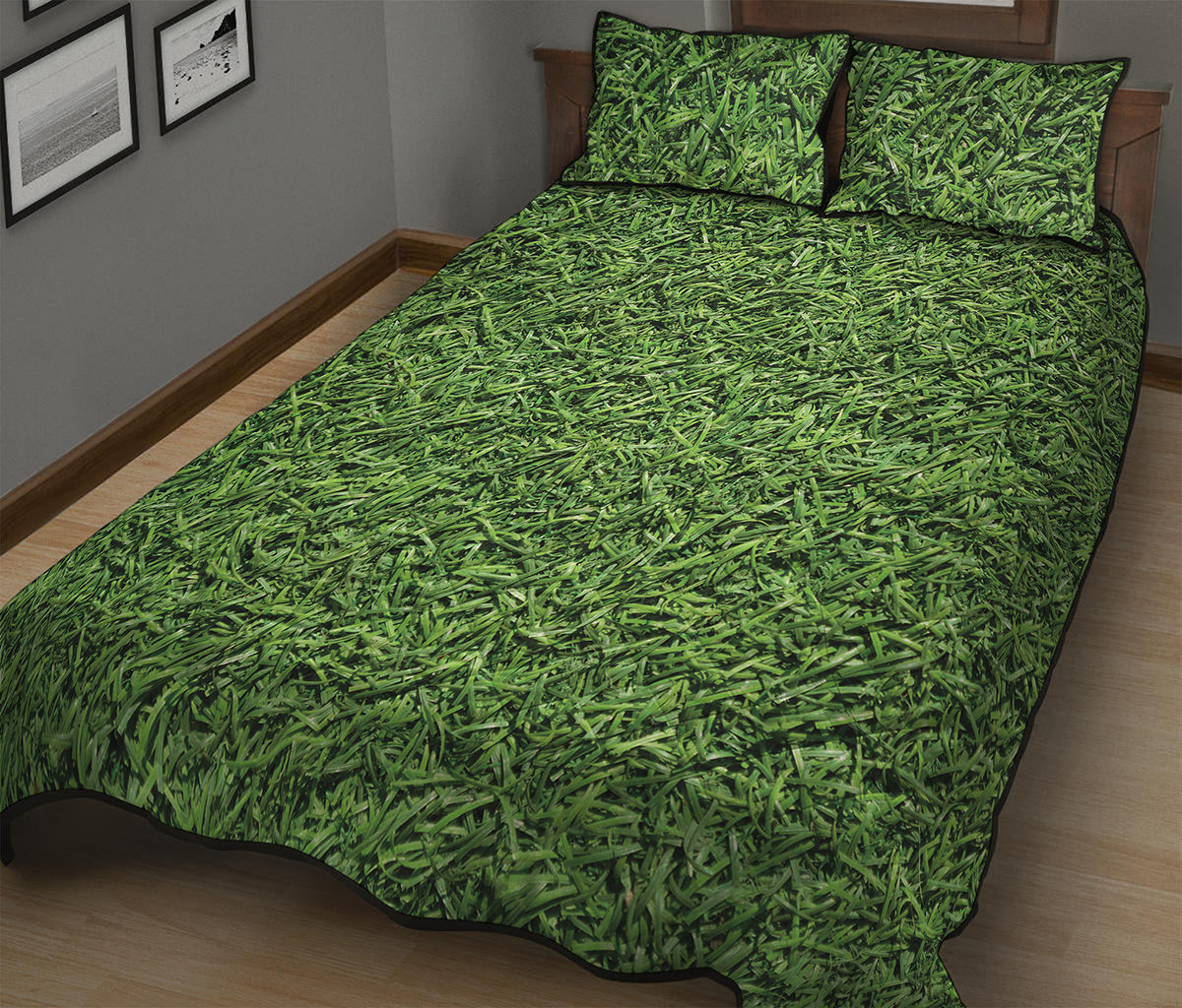 Golf Course Grass Print Quilt Bed Set