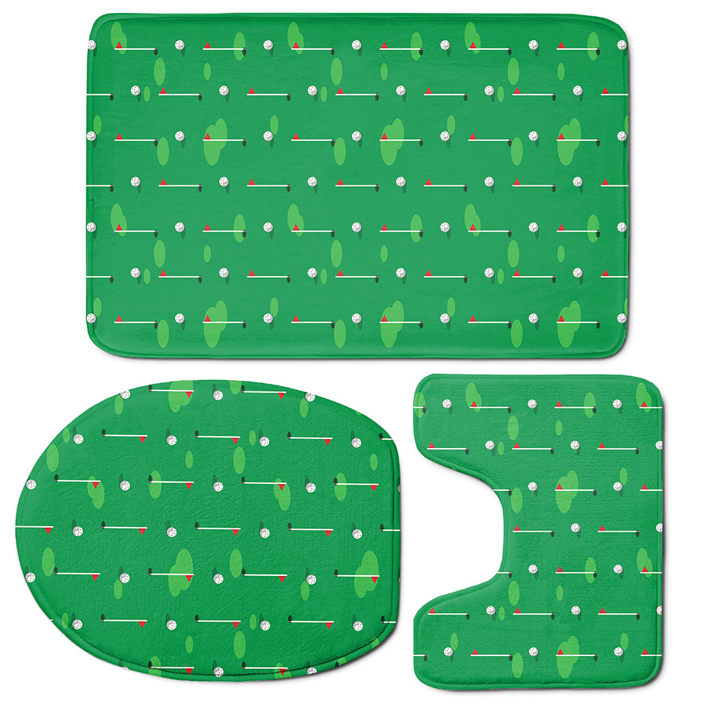 Golf Course Pattern Print 3 Piece Bath Mat Set