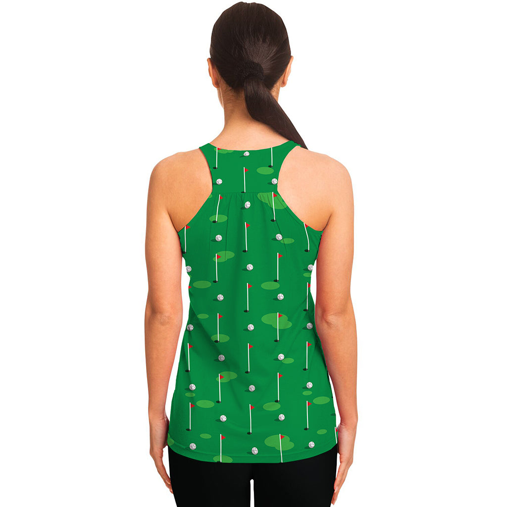 Golf Course Pattern Print Women's Racerback Tank Top