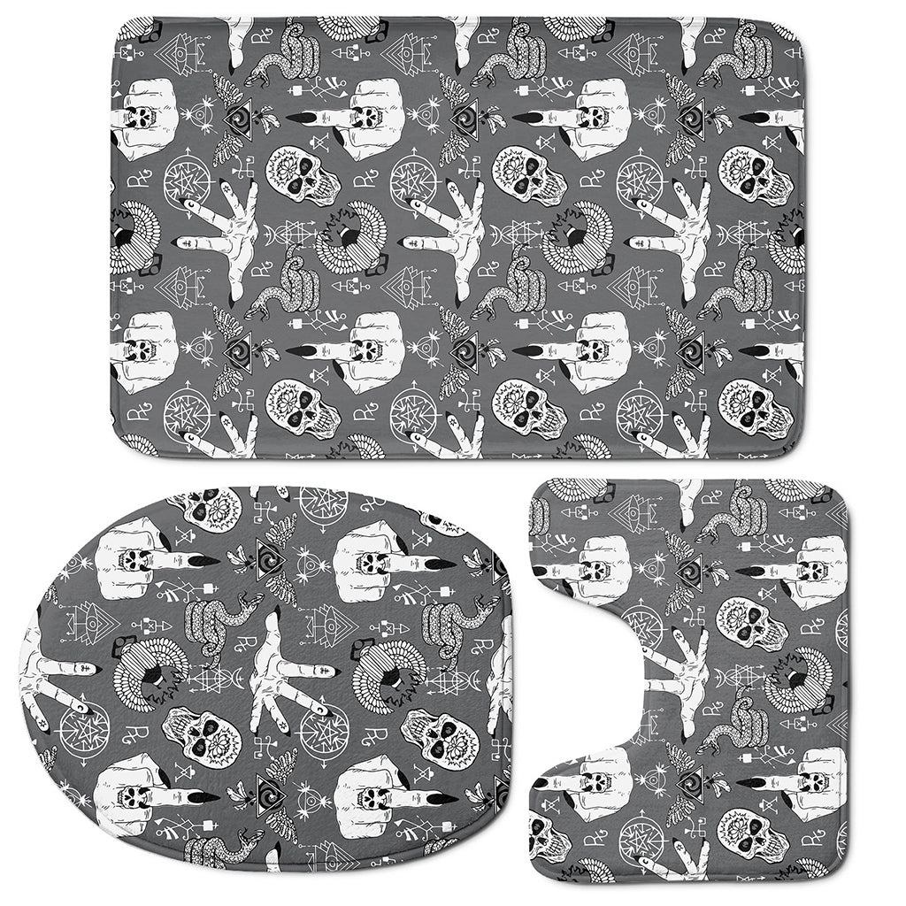 Gothic Wicca Curse Print 3 Piece Bath Mat Set