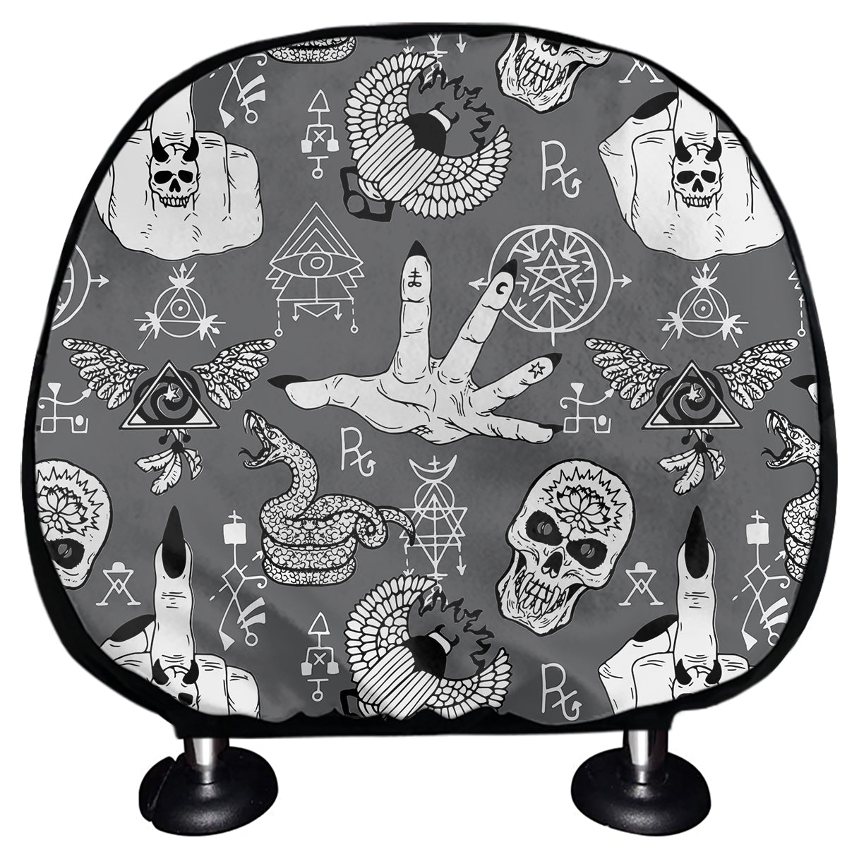Gothic Wicca Curse Print Car Headrest Covers