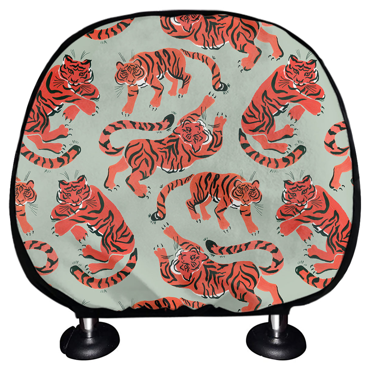 Gouache Tiger Pattern Print Car Headrest Covers