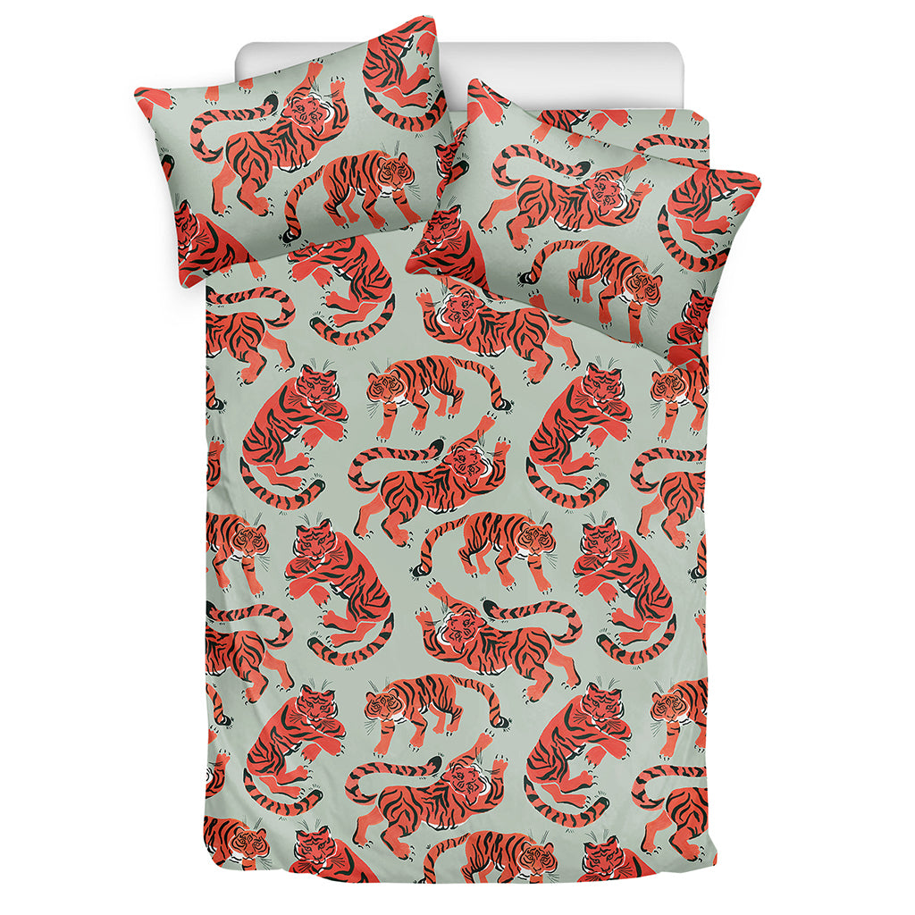 Gouache Tiger Pattern Print Duvet Cover Bedding Set