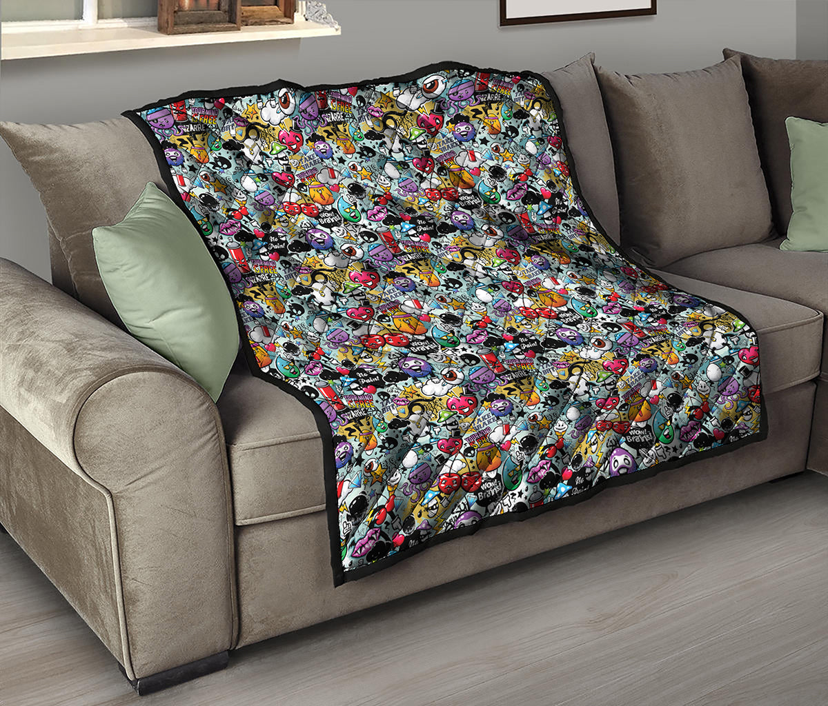 Graffiti Cartoon Characters Print Quilt