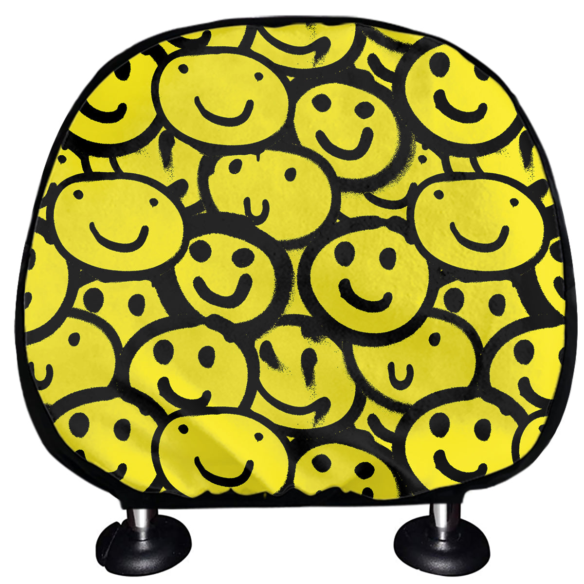 Graffiti Happy Emoji Pattern Print Car Headrest Covers