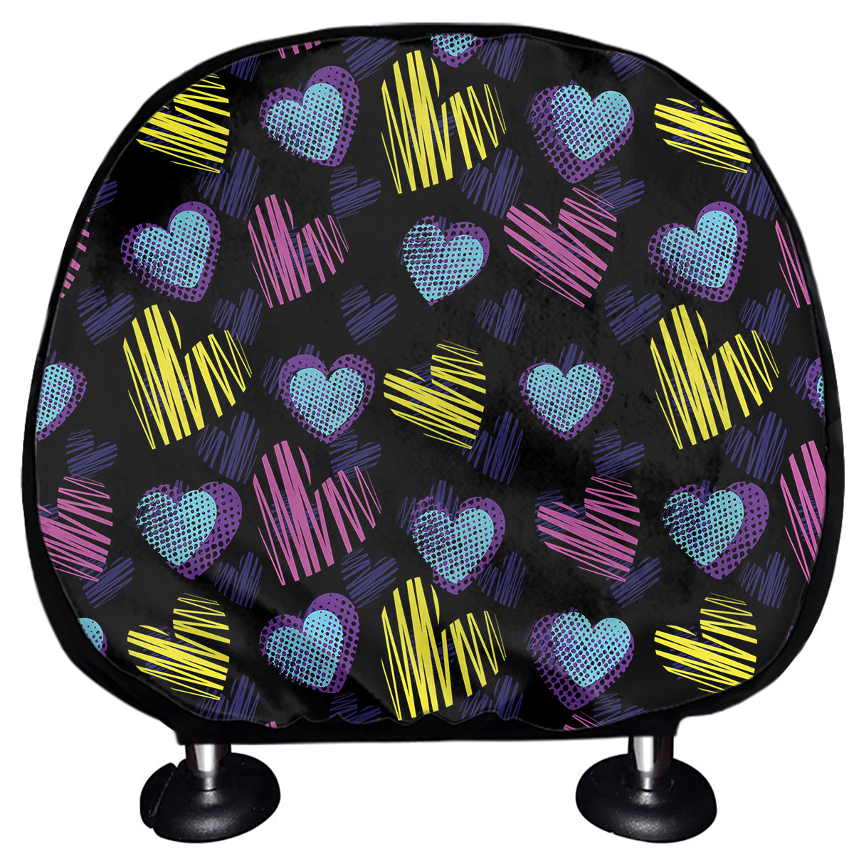 Graffiti Heart Pattern Print Car Headrest Covers