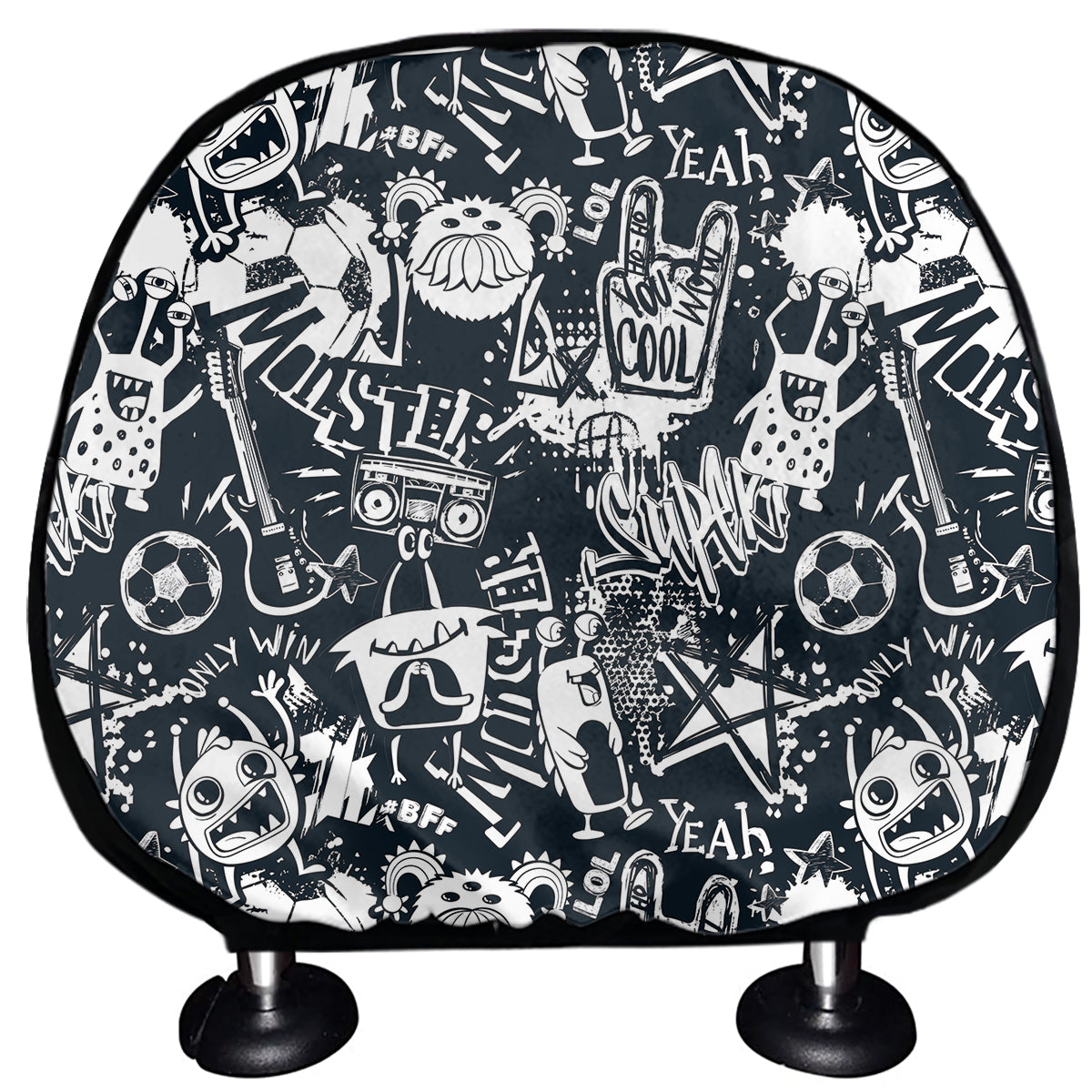 Graffiti Monster Characters Print Car Headrest Covers