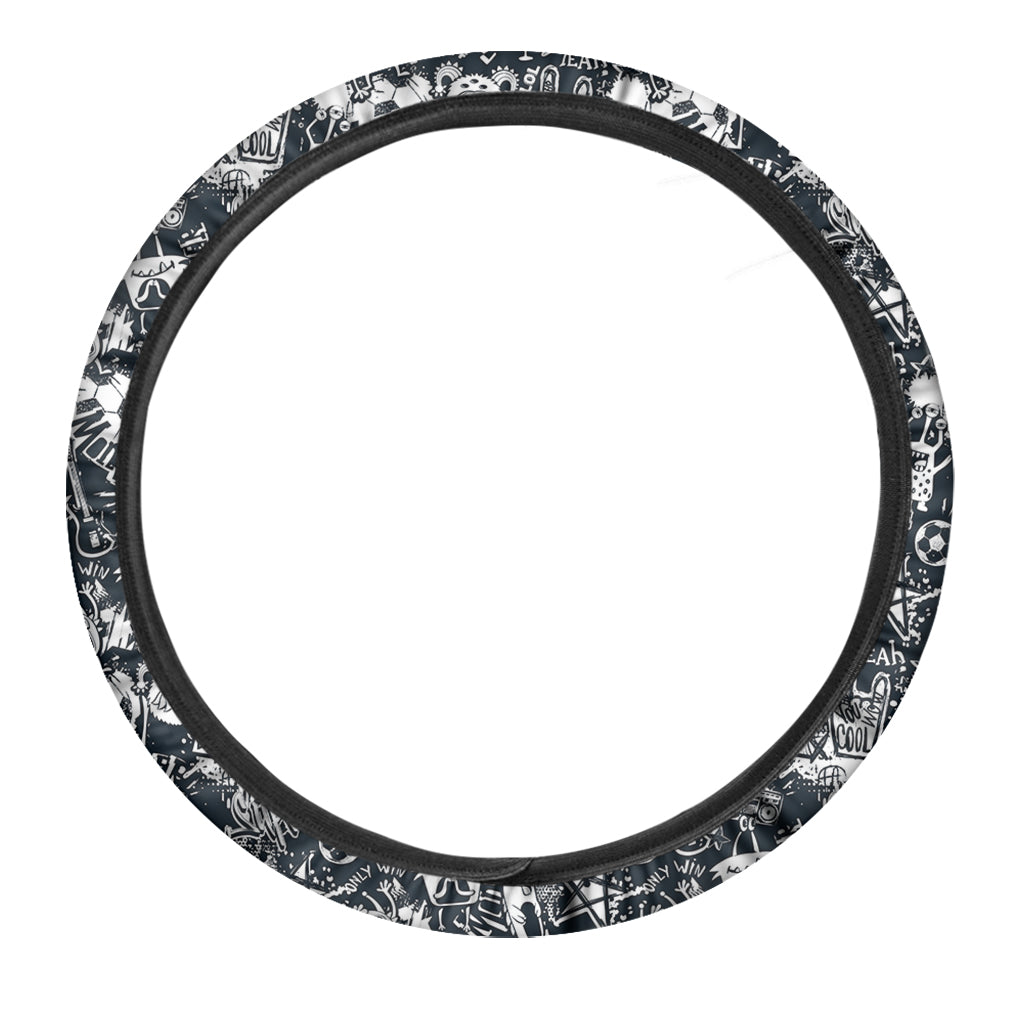 Graffiti Monster Characters Print Car Steering Wheel Cover