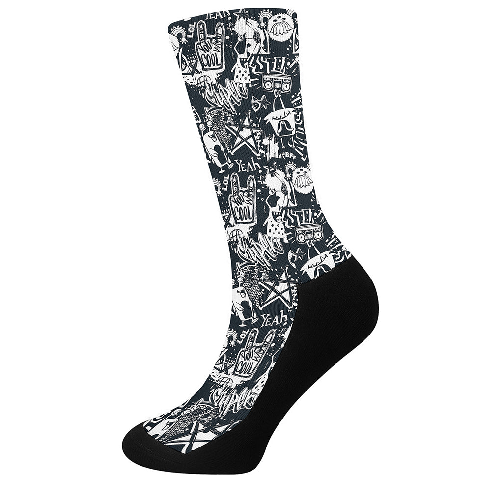 Graffiti Monster Characters Print Crew Socks