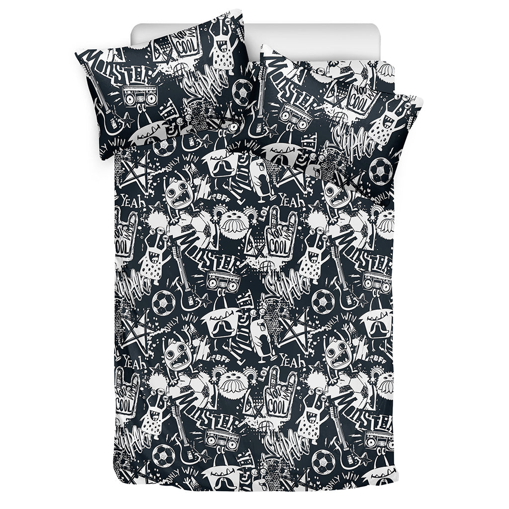 Graffiti Monster Characters Print Duvet Cover Bedding Set