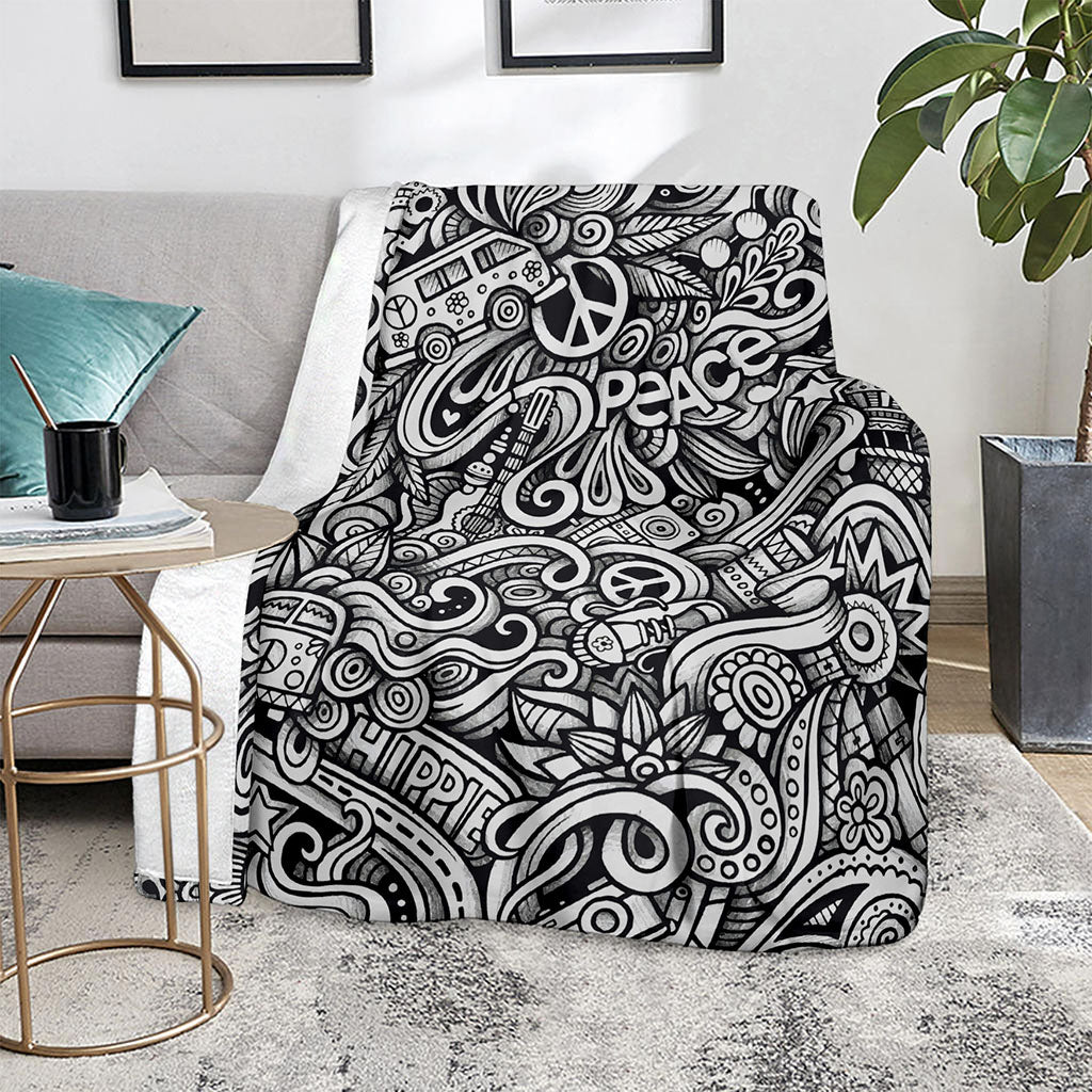 Graffiti Surfing Pattern Print Blanket