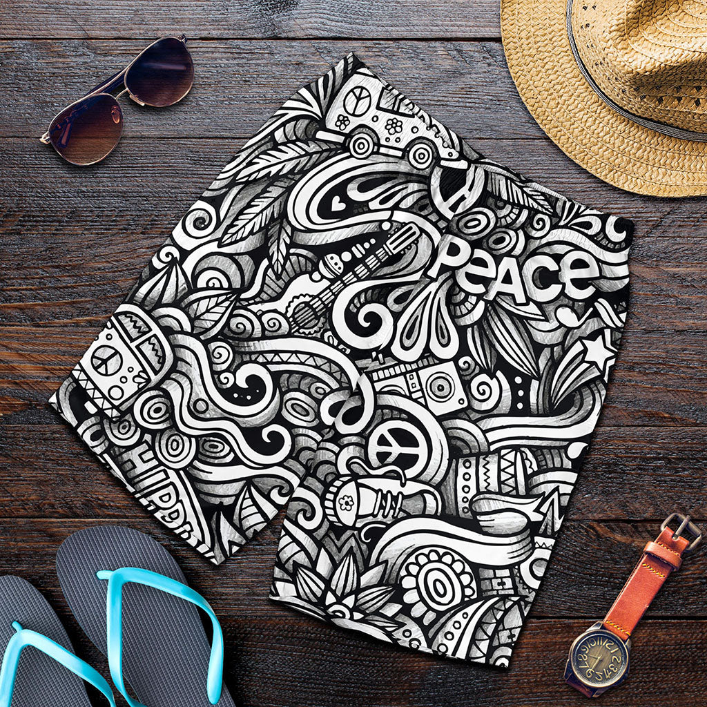 Graffiti Surfing Pattern Print Men's Shorts