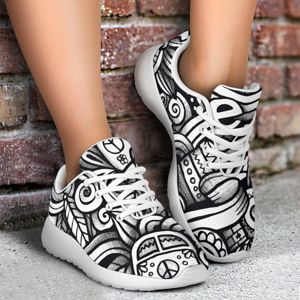 Graffiti Surfing Pattern Print Sport Shoes GearFrost