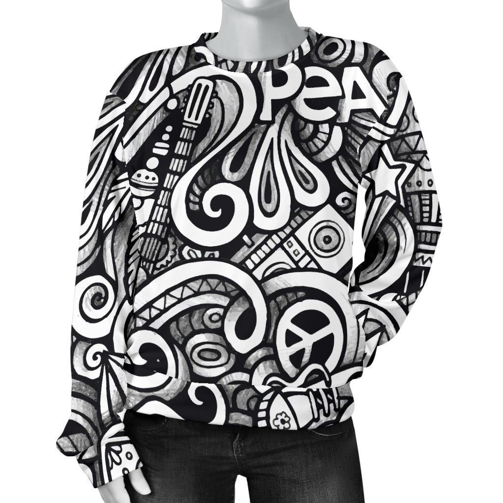 Graffiti Surfing Pattern Print Women's Crewneck Sweatshirt GearFrost