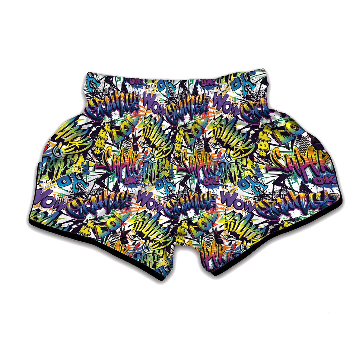 Graffiti Text Pattern Print Muay Thai Boxing Shorts
