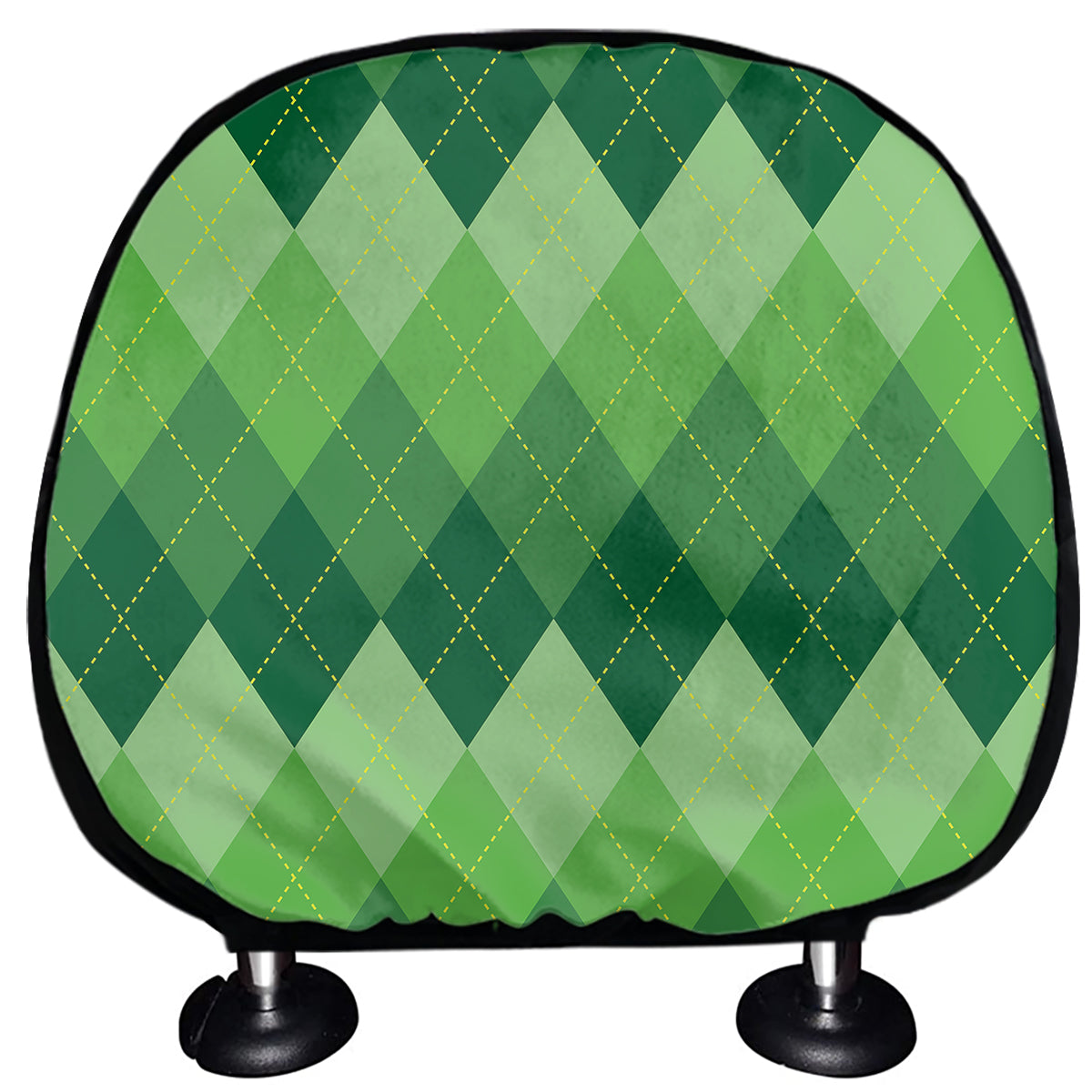 Grass Green Argyle Pattern Print Car Headrest Covers