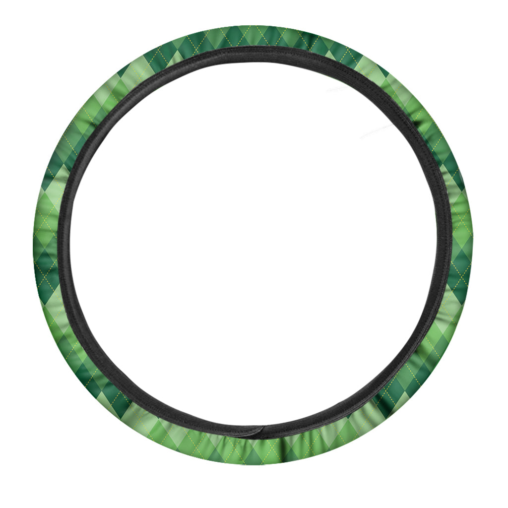 Grass Green Argyle Pattern Print Car Steering Wheel Cover