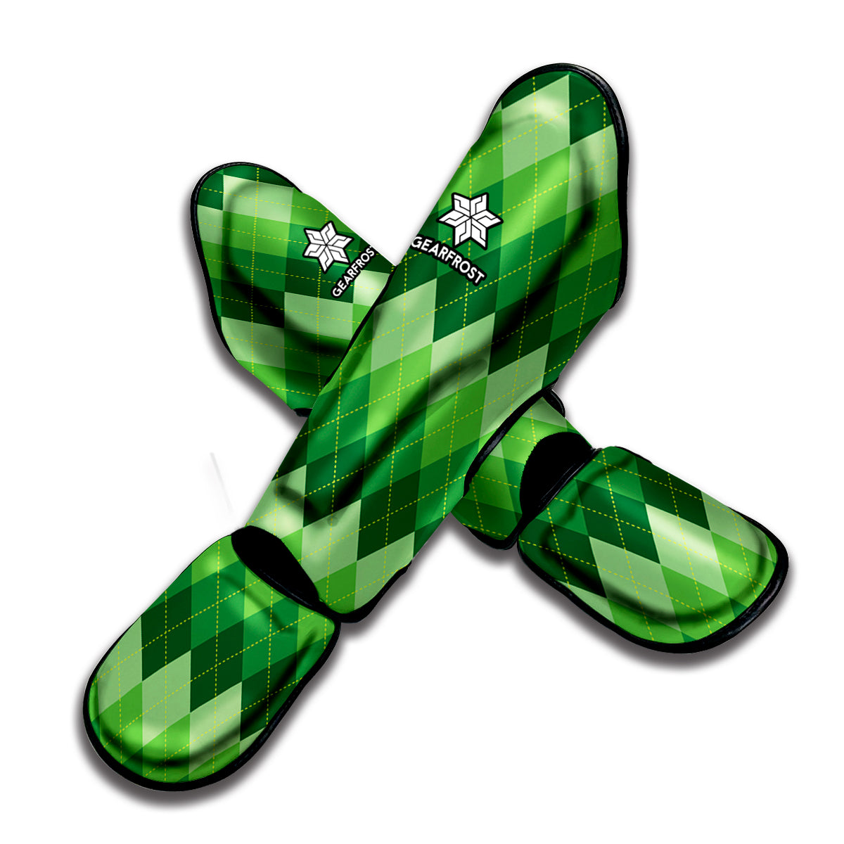 Grass Green Argyle Pattern Print Muay Thai Shin Guard