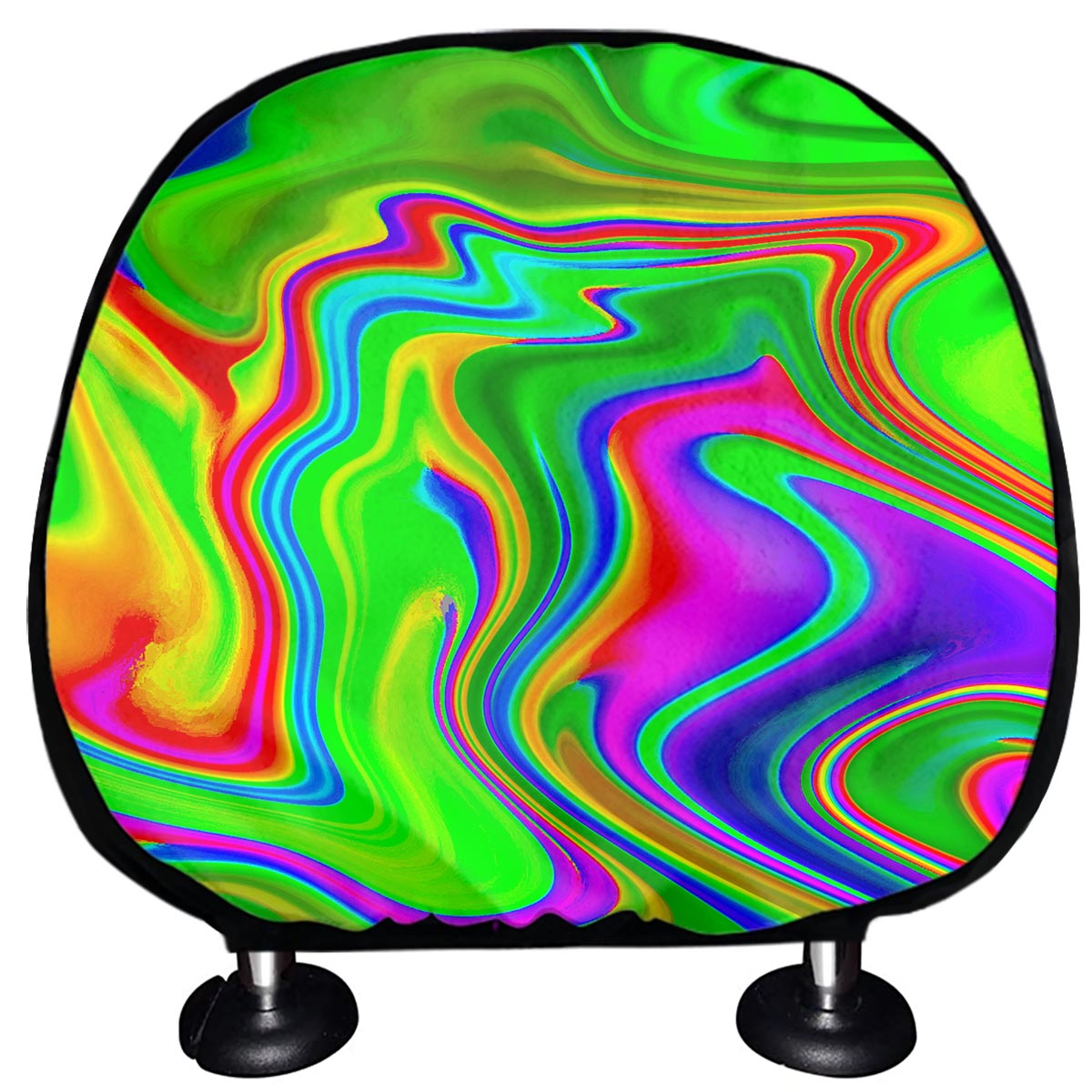 Green Abstract Liquid Trippy Print Car Headrest Covers