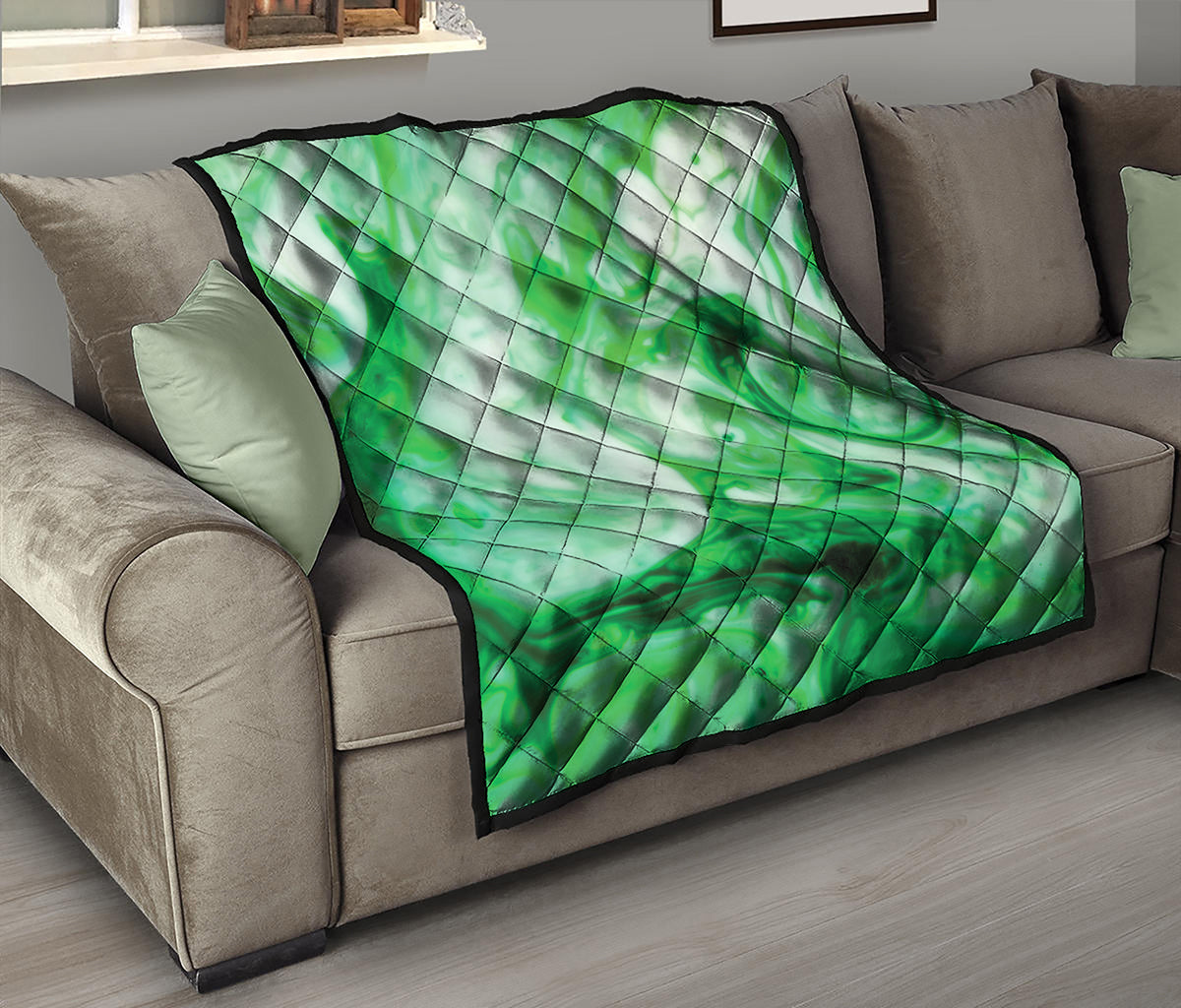 Green Acid Melt Print Quilt
