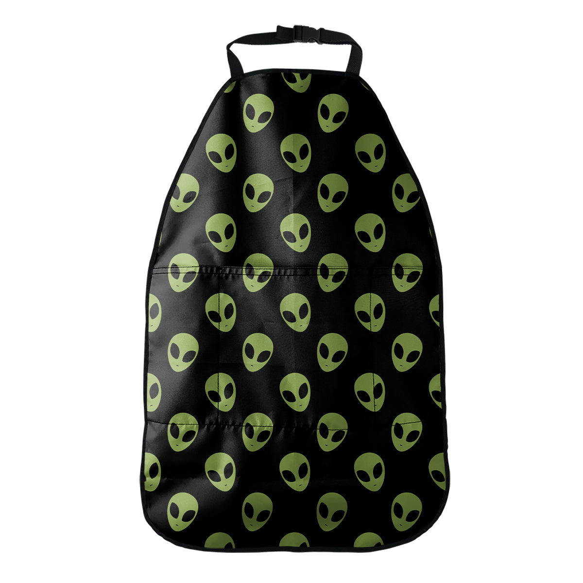 Green Alien Face Pattern Print Car Seat Organizers