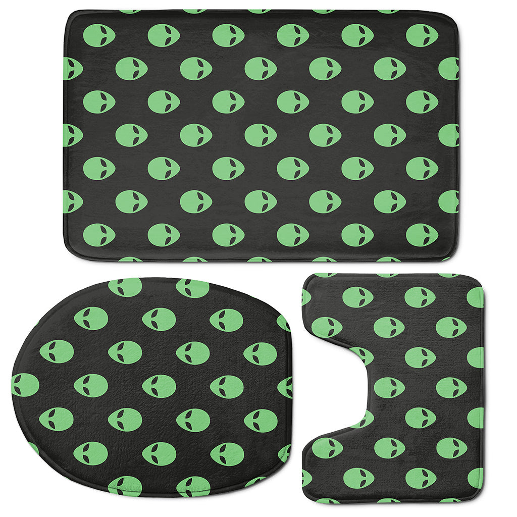 Green Alien Face Print 3 Piece Bath Mat Set
