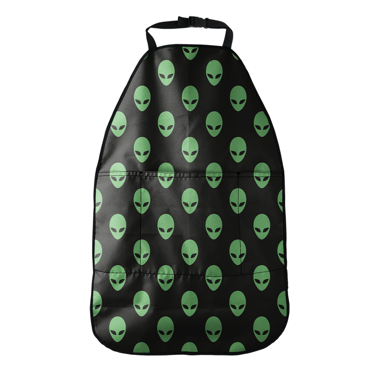 Green Alien Face Print Car Seat Organizers