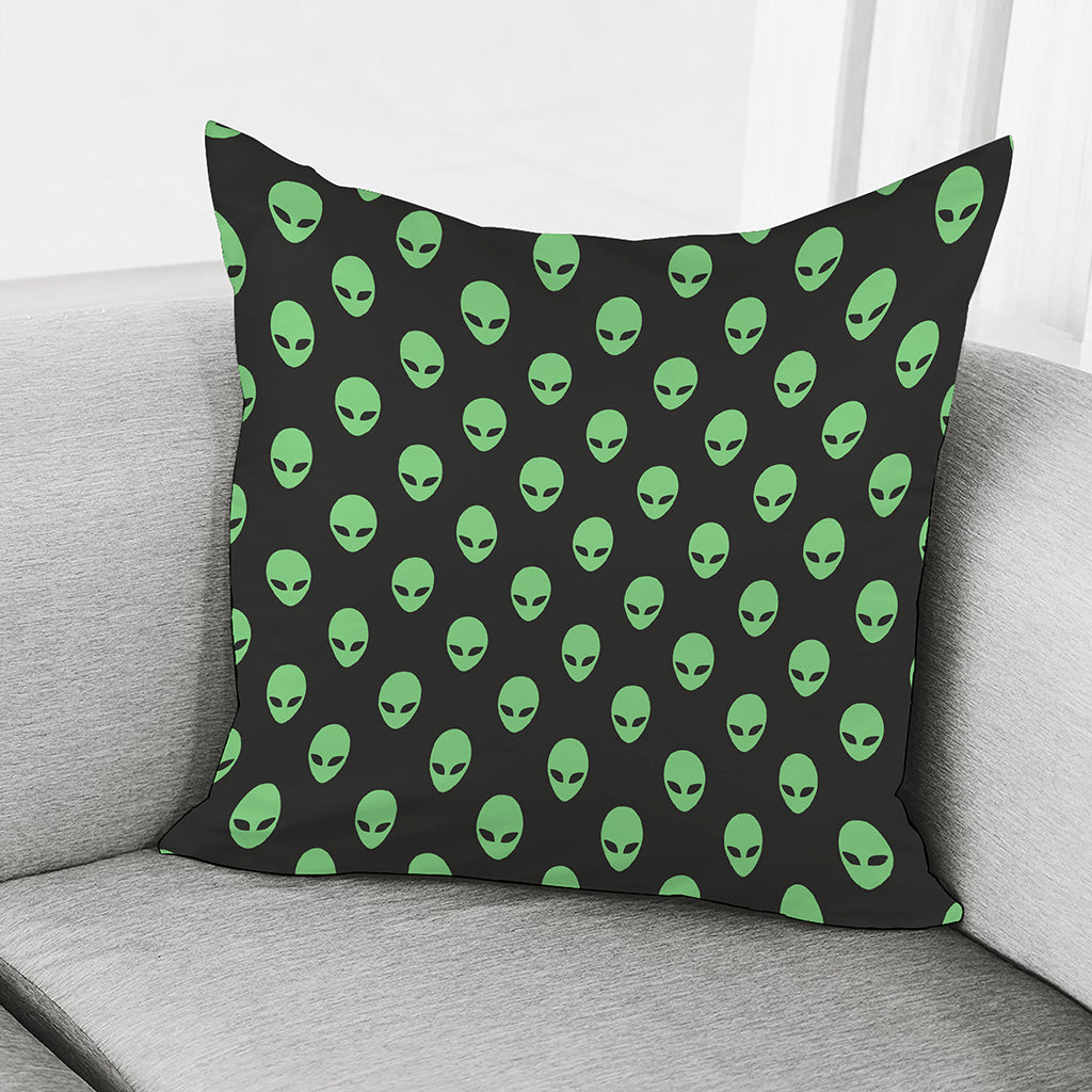 Green Alien Face Print Pillow Cover