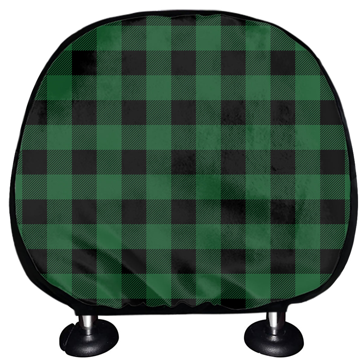 Green And Black Buffalo Check Print Car Headrest Covers