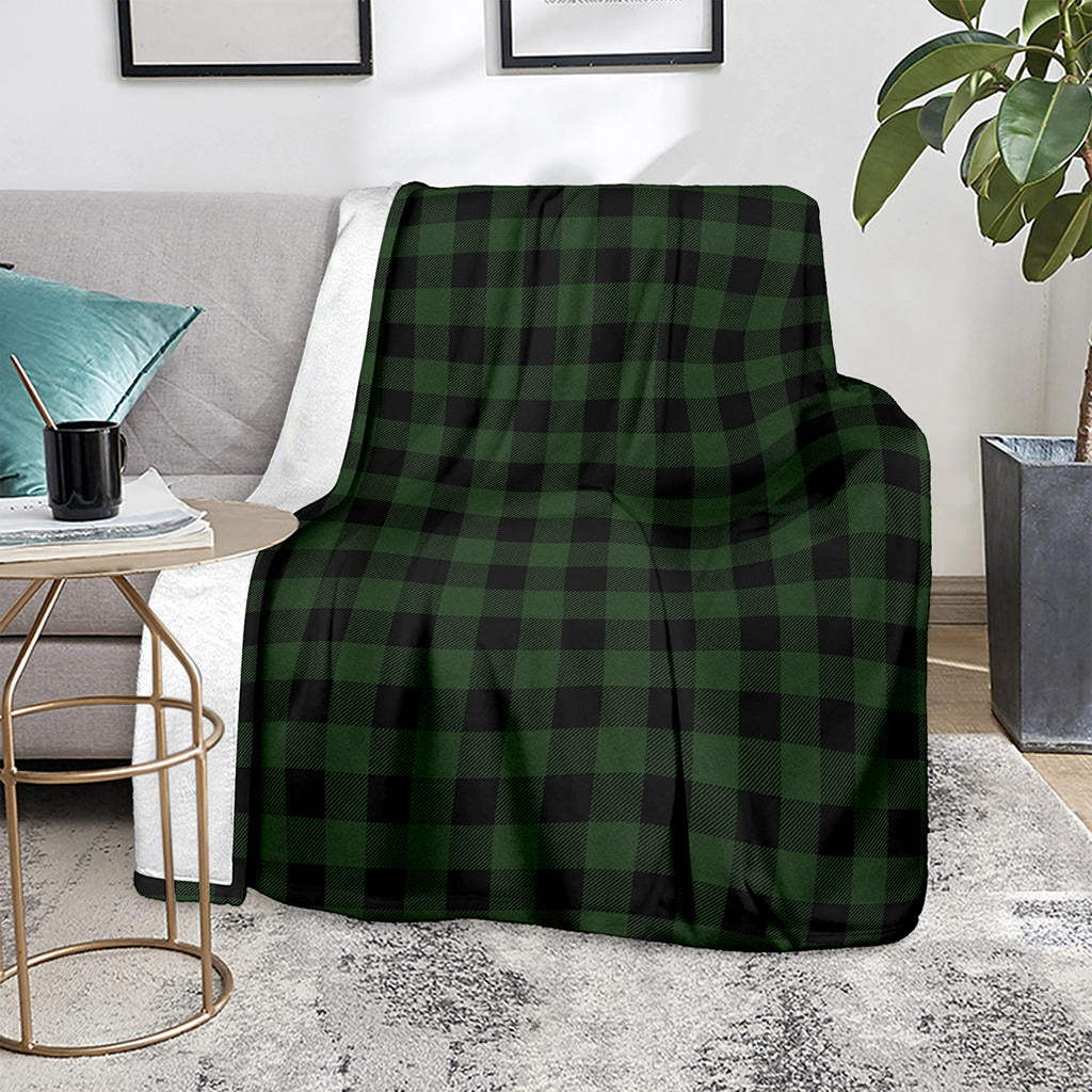 Green And Black Buffalo Plaid Print Blanket