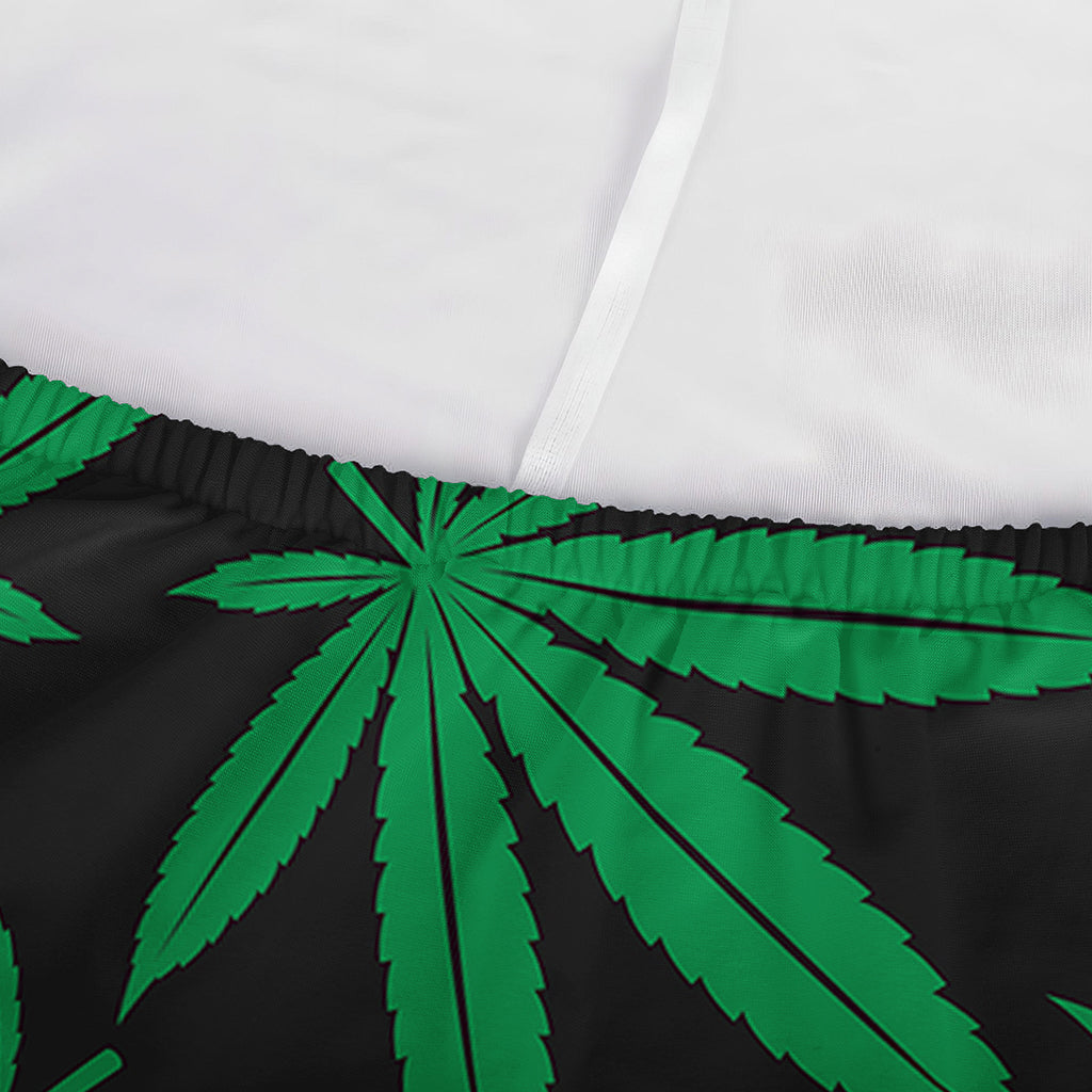 Green And Black Cannabis Leaf Print Sofa Cover