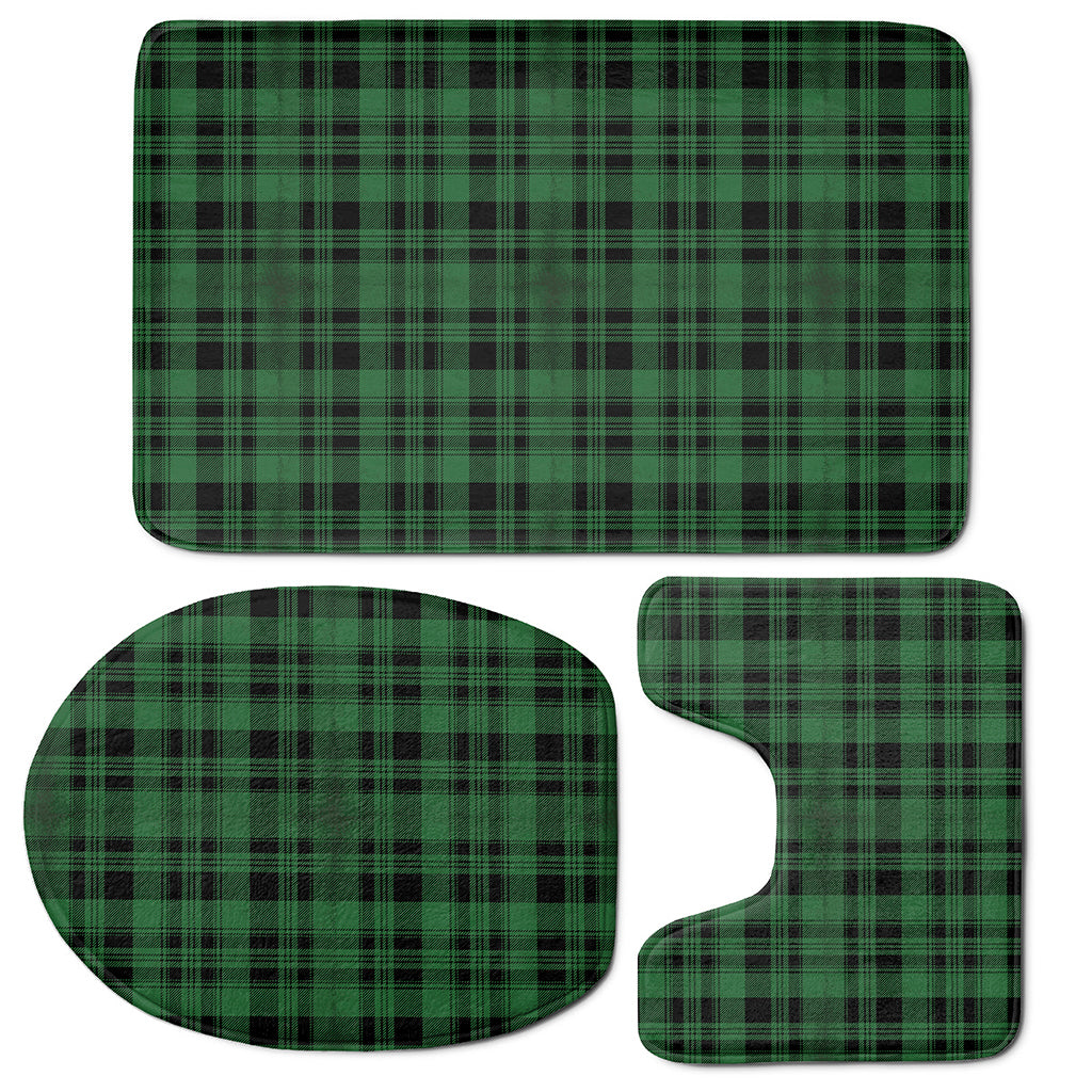 Green And Black Tartan Pattern Print 3 Piece Bath Mat Set